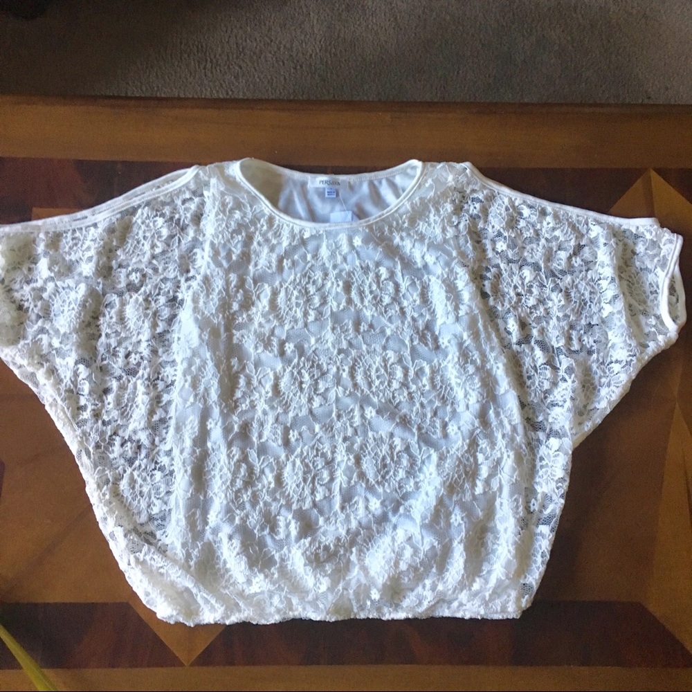 White Lace Blouse Size L . (Juniors)NWT. - Picture 5 of 8